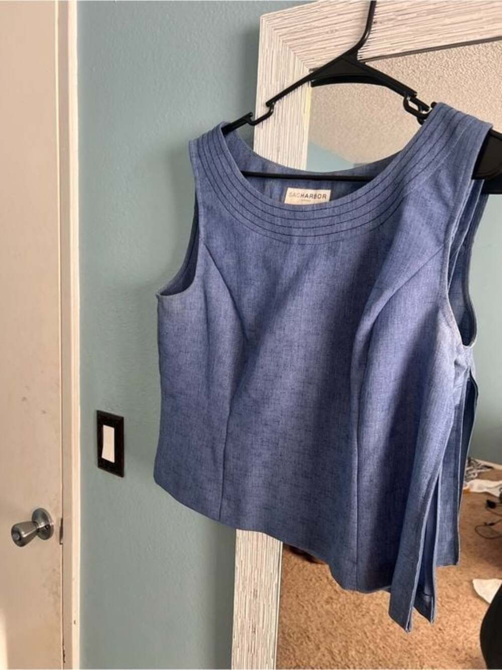 Sag Harbor Chambray Blue Sleeveless Tie-Side Top